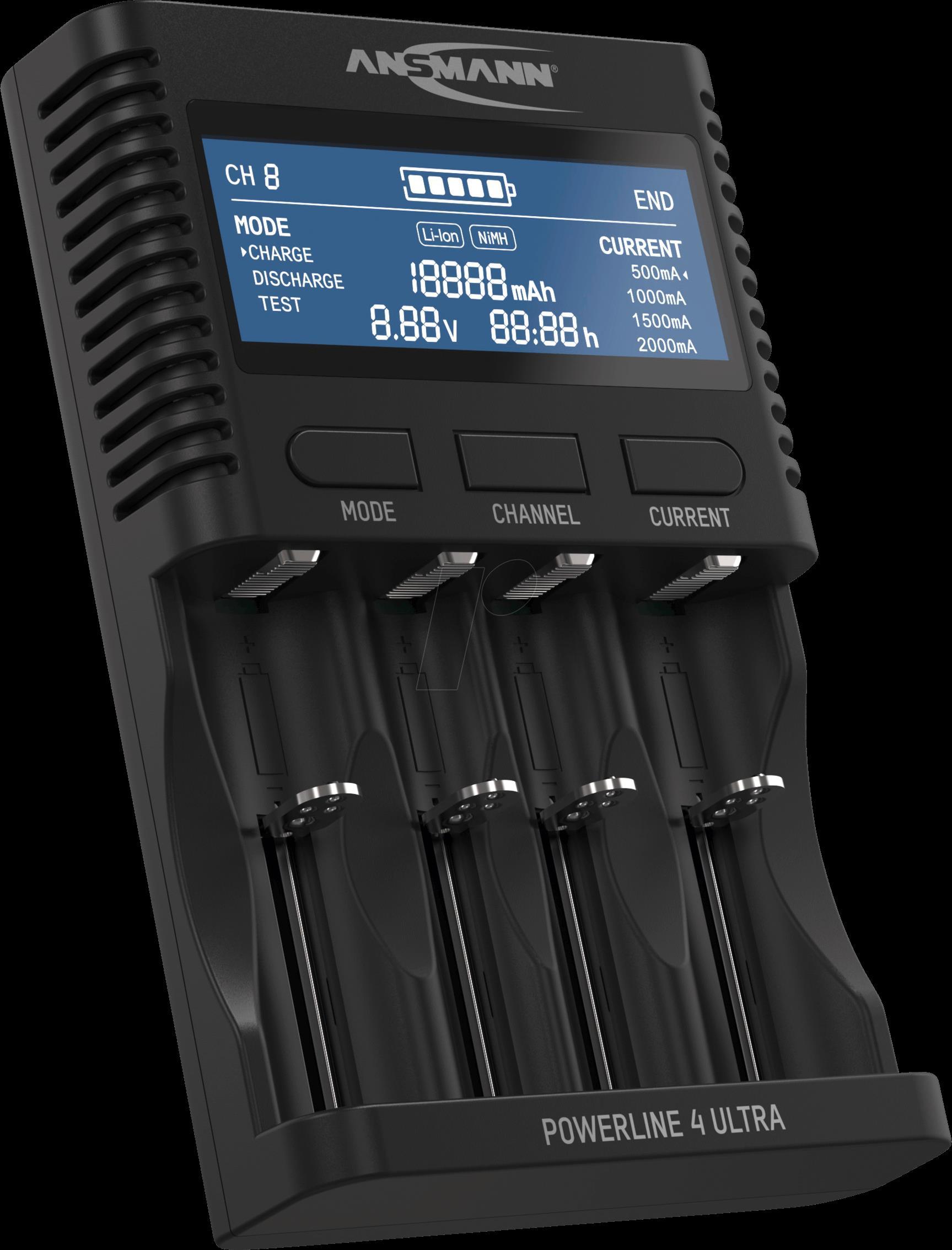ANSMANN ANS 1001-0080 - Caricatore da tavolo Powerline 4 Ultra NiMh Li-Ion (1001-0080)
