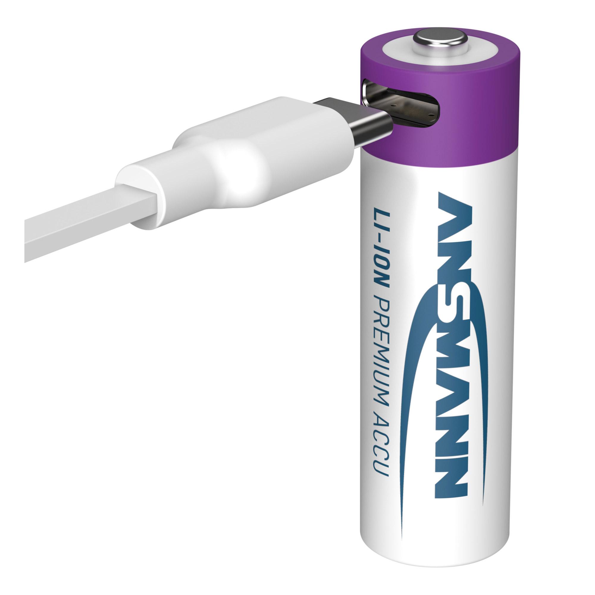Batteria AA ANSMANN Li-Ion 2000mAh serie 4 Mignon 15 V // ricaricabile tramite USB-C