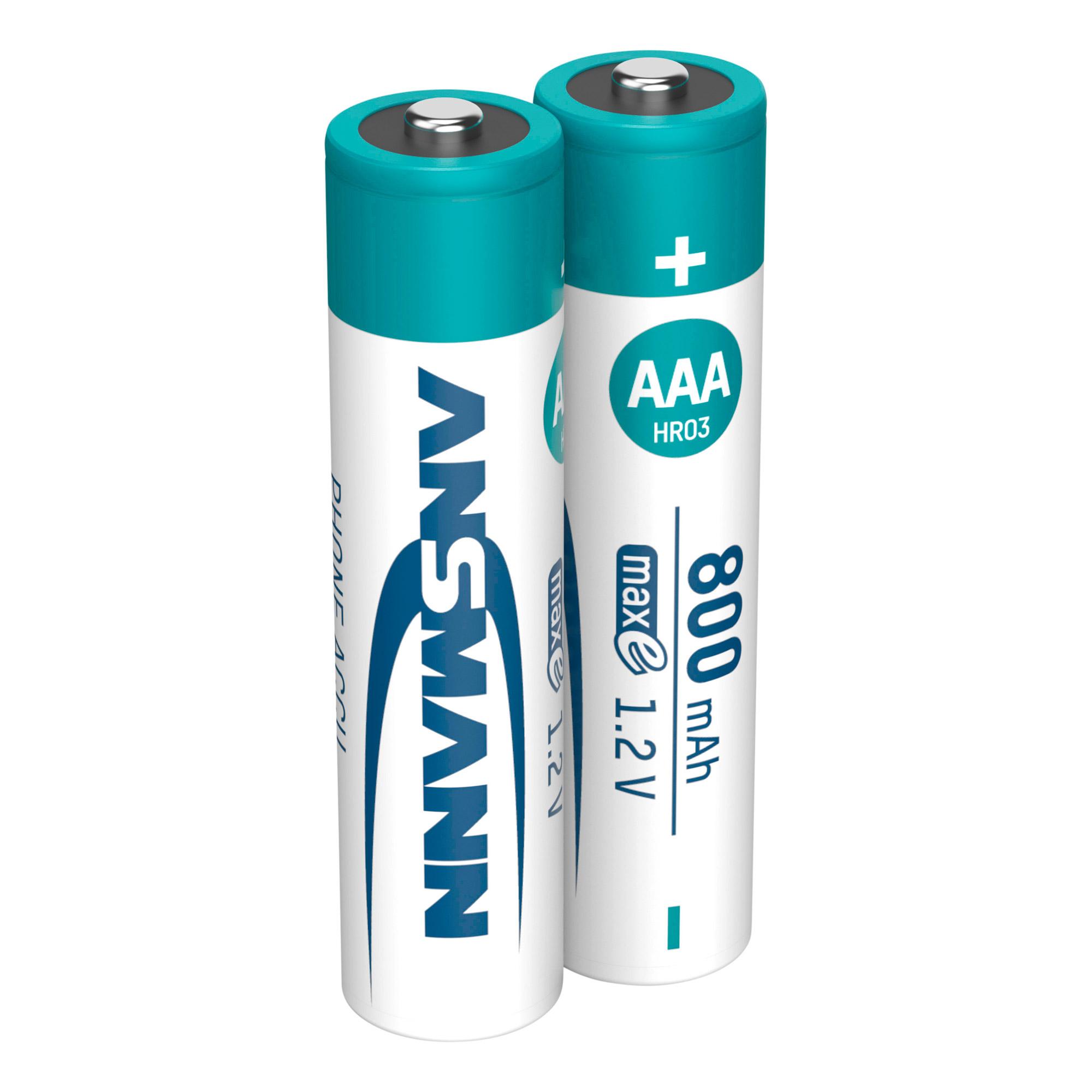 Batteria AAA ANSMANN DECT 800mAh 2x Micro NiMH per telefoni con filo