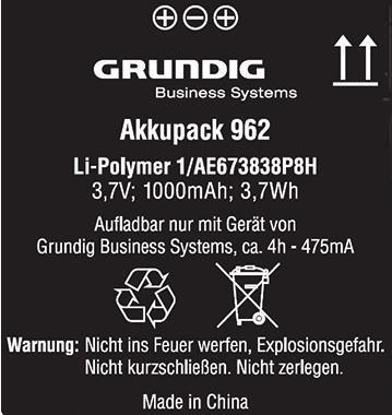 Grundig Li-Ion 1000 mAh Batteria