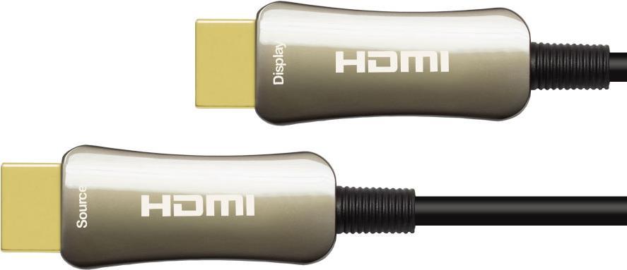 Cavo di collegamento ibrido ottico HDMI 2.0 4K2K / UHD 60Hz connettori placcati oro e contatti in rame nero 80 m serie PYTHON (