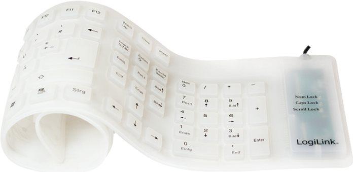 Tastiera in silicone flessibile LogiLink cablata bianca - per il mercato D / L / A - 1 pezzo (ID0018A)