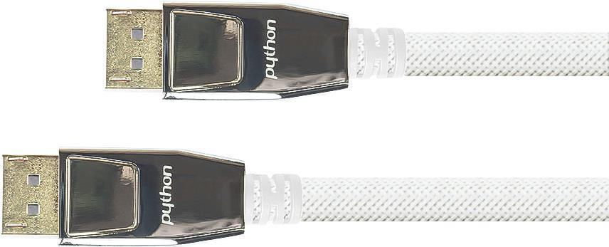 Connection Cable DisplayPort 1.2 4K / UHD 60Hz spina in metallo completo contatti dorati OFC treccia in nylon bianca 10M serie