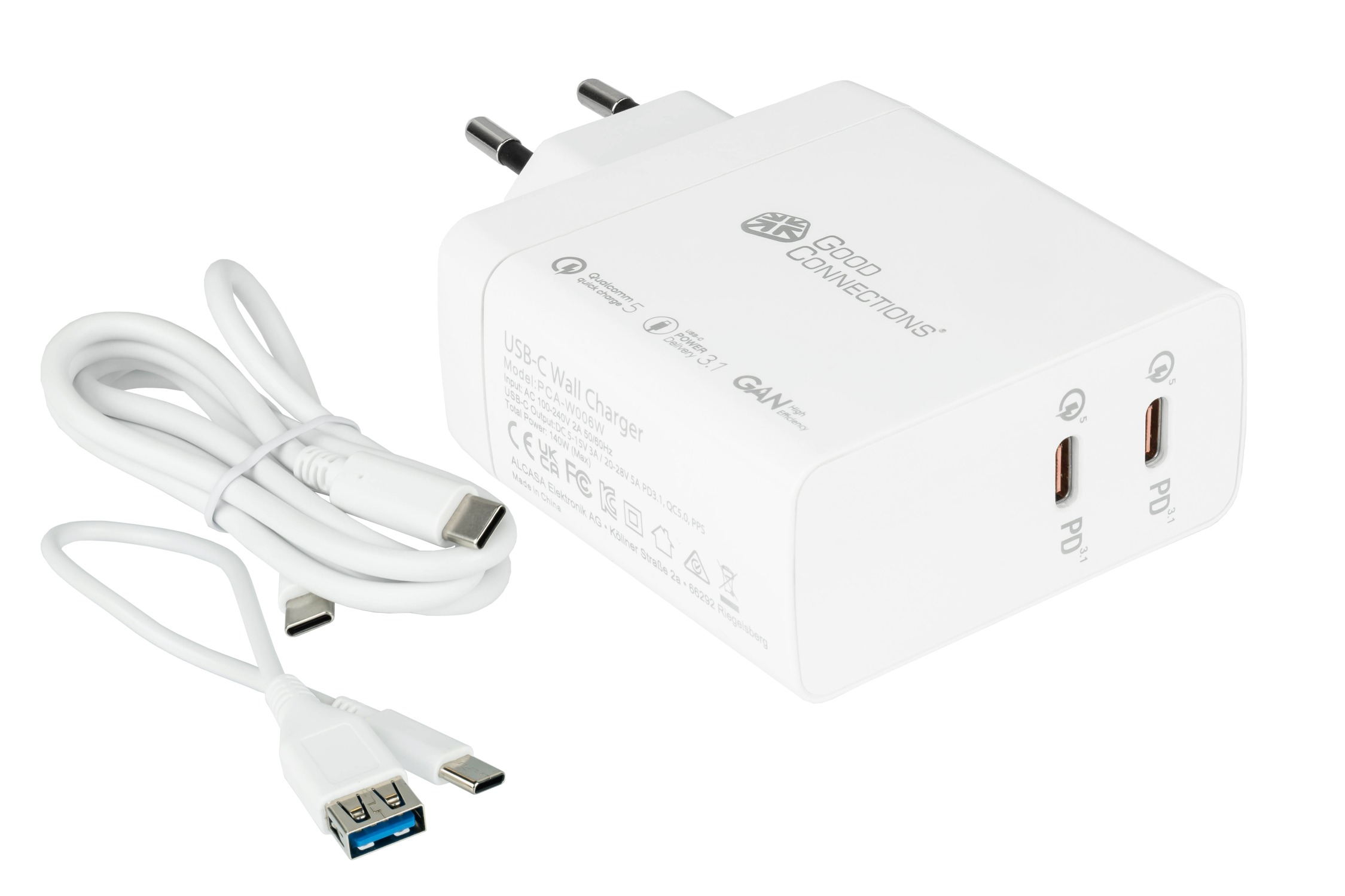 Buone connessioni USB Fast Charger 140W con GAN, 2 porte