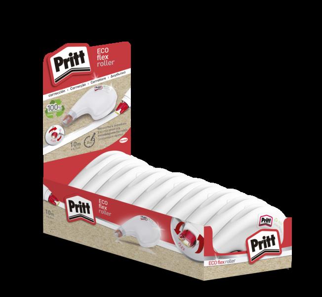 Nastro correttore Pritt Eco Flex Roller 42 mm x 10 m - Nastro riciclabile - Correzioni precise - Applicazione ergonomica - Punt
