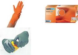 Glove di nitrile Hygostar "Grip di potenza", XL, arancione, polvere senza polvere: 240 mm, portatile su entrambi i lati, lato i