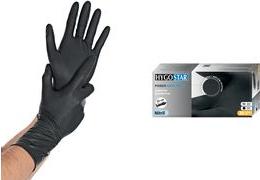 Glove di nitrile Hygostar "Grip Power Long", M, polvere nera senza polvere, lunghezza: 300 mm, portatile su entrambi i lati, la