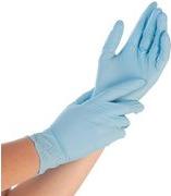 Controllo del guanto di nitrile Hygostar, L, blu, polvere: 240 mm, realizzato in nitrile pesante, superficie messaggi, - 1 pezz