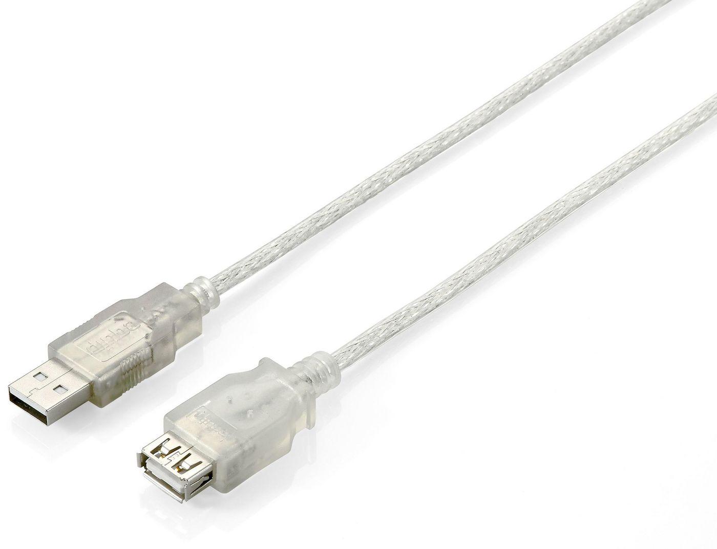 Equip 128751 cavo USB 3 m USB 2.0 USB A Argento, Trasparente