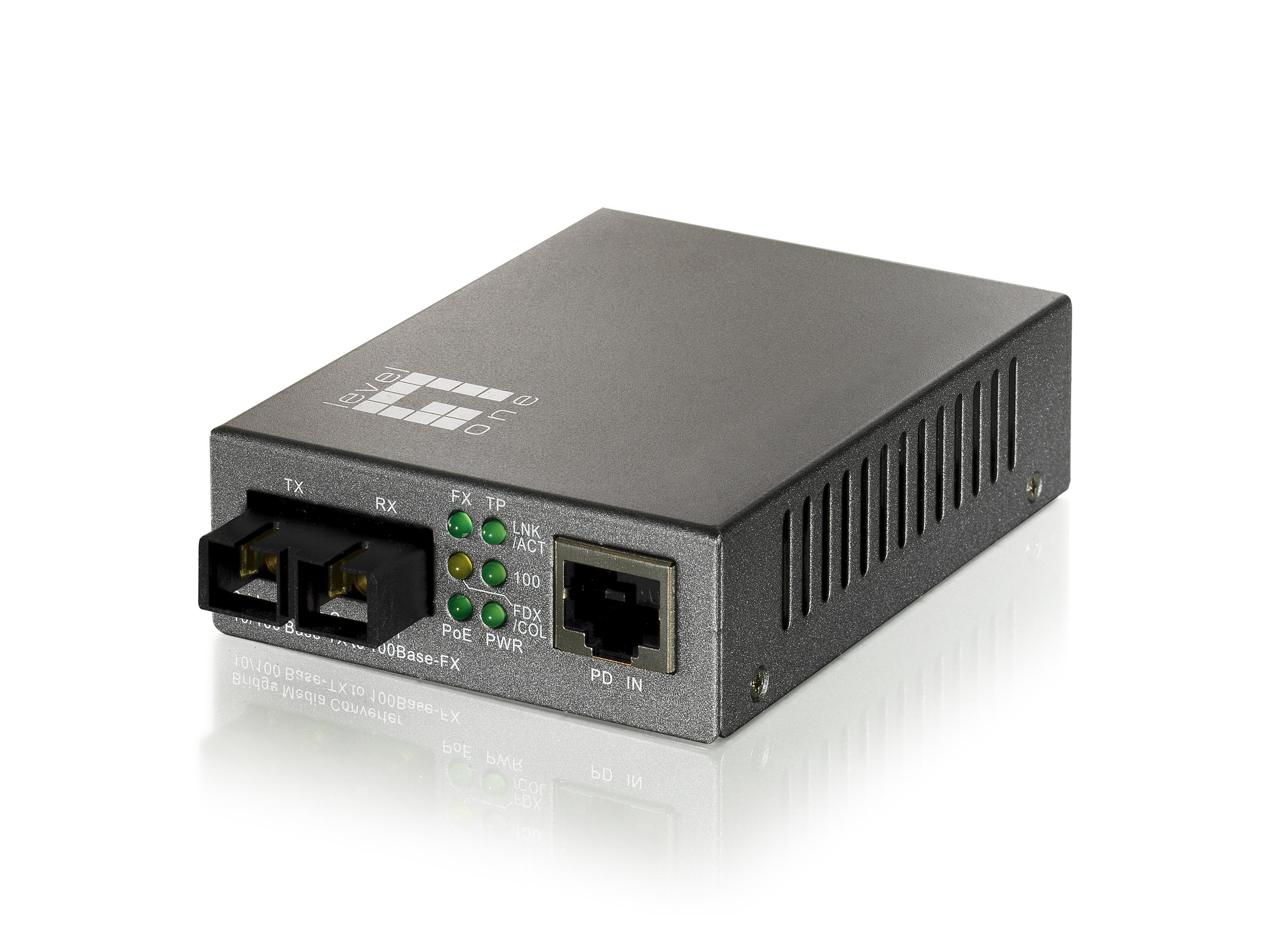 LevelOne FVT-0104TXFC convertitore multimediale di rete 100 Mbit/s ModalitÃ  singola Nero
