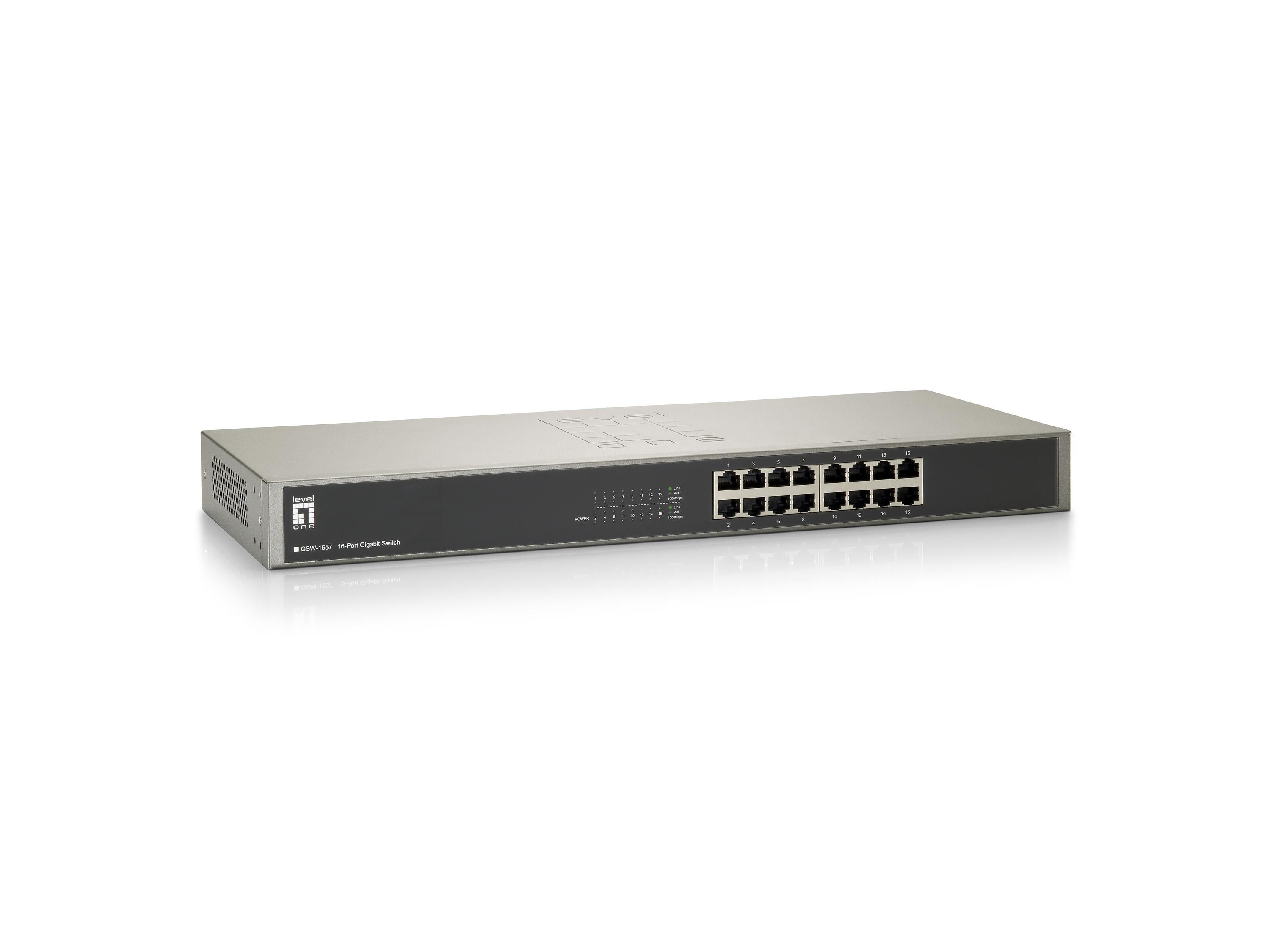 LevelOne GSW-1657 switch di rete Non gestito Gigabit Ethernet (10/100/1000) Nero Grigio