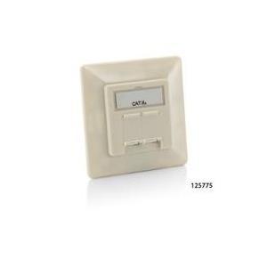 Equipaggiamento professionale - scatola da giunzione, piatto piatto - rj -45 x 2 - bianco puro, ral 9010 - per equipaggiare il