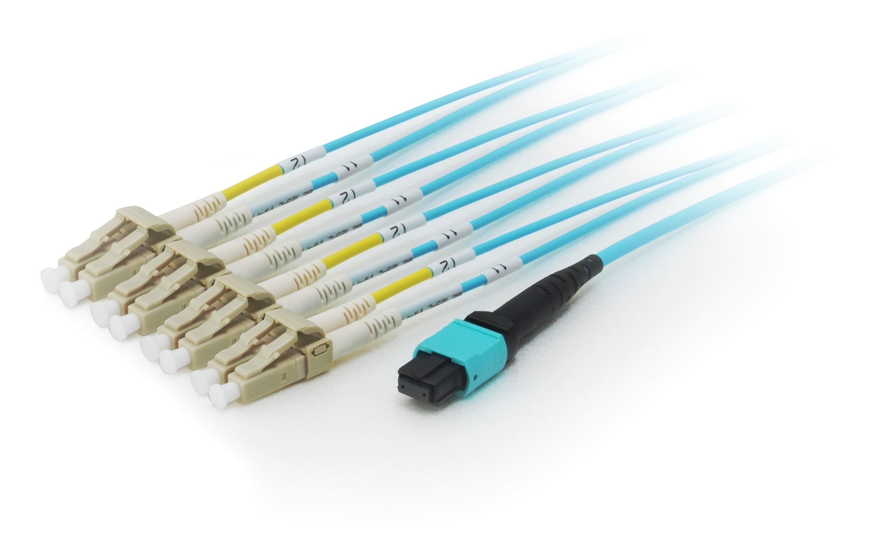 Equip 25556607 cavo InfiniBand e in fibra ottica 10 m MTP 4x LC Ciano