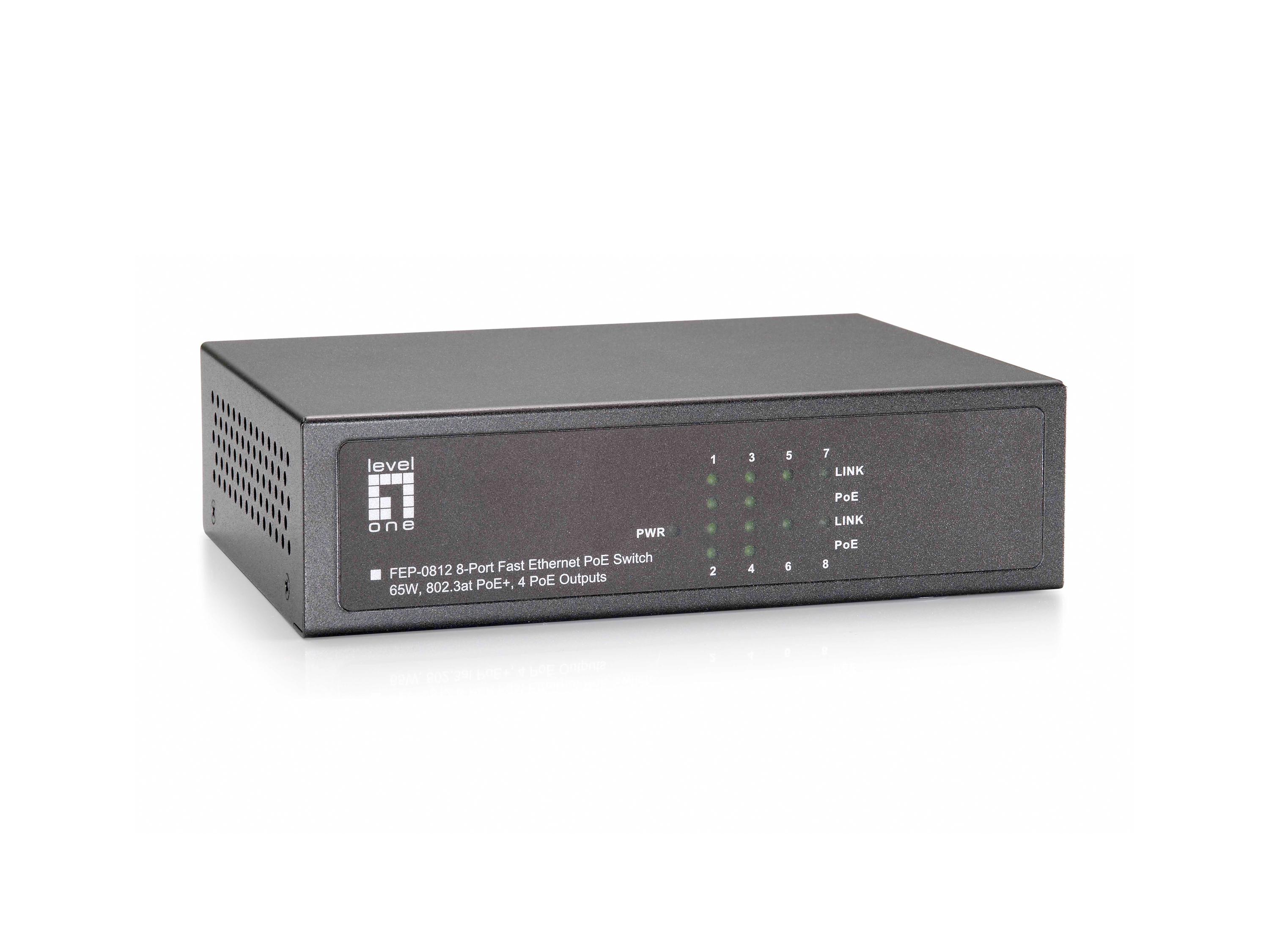LevelOne FEP-0812W90 switch di rete Fast Ethernet (10/100) Supporto Power over Ethernet (PoE) Grigio