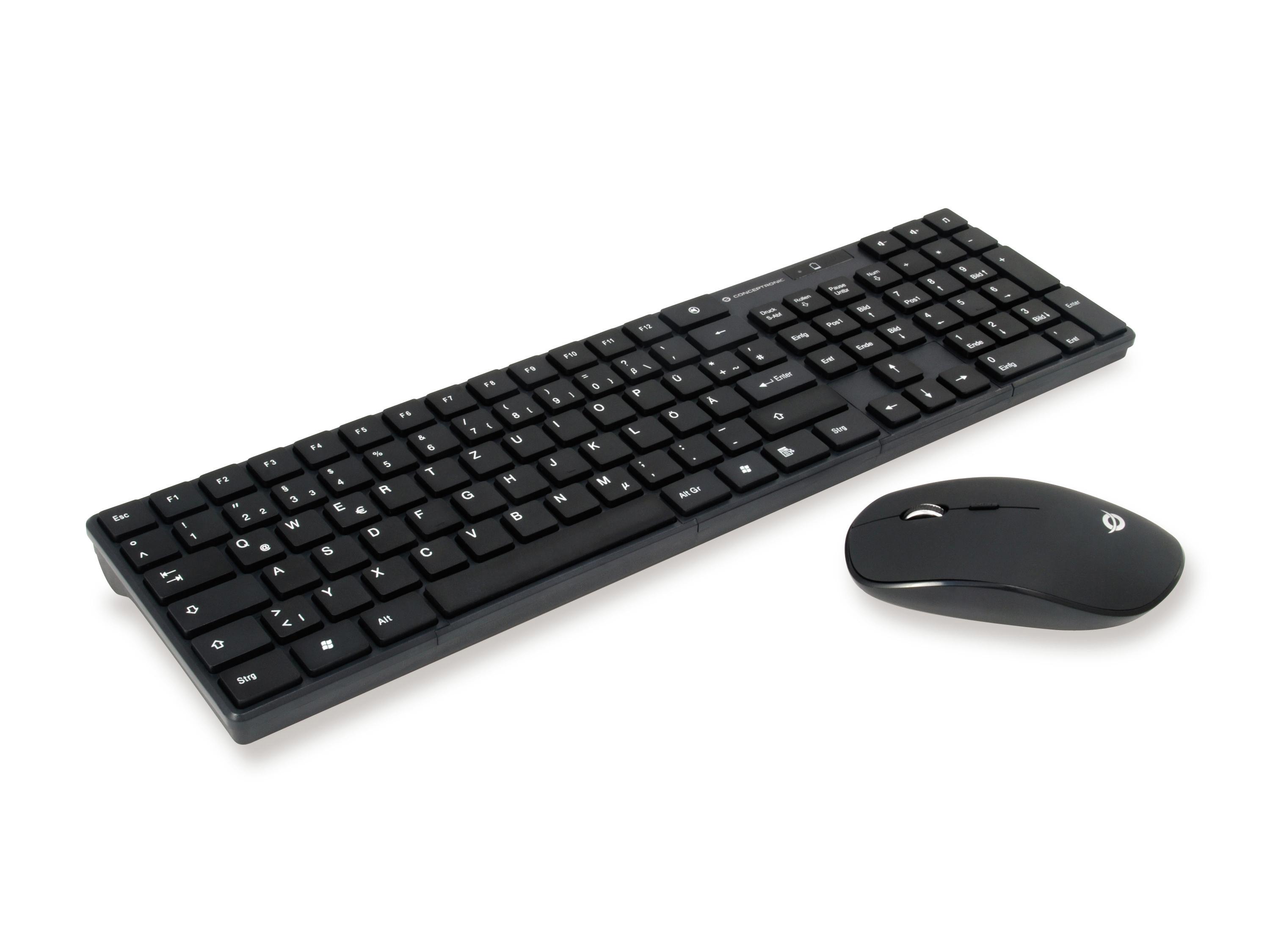 Conceptronic ORAZIO01DE tastiera Mouse incluso Casa RF Wireless QWERTY Tedesco Nero