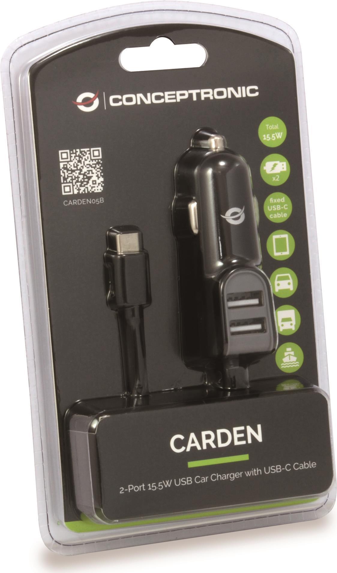 Conceptronic CARDEN05B Caricabatterie per dispositivi mobili Universale Nero Accendisigari Auto