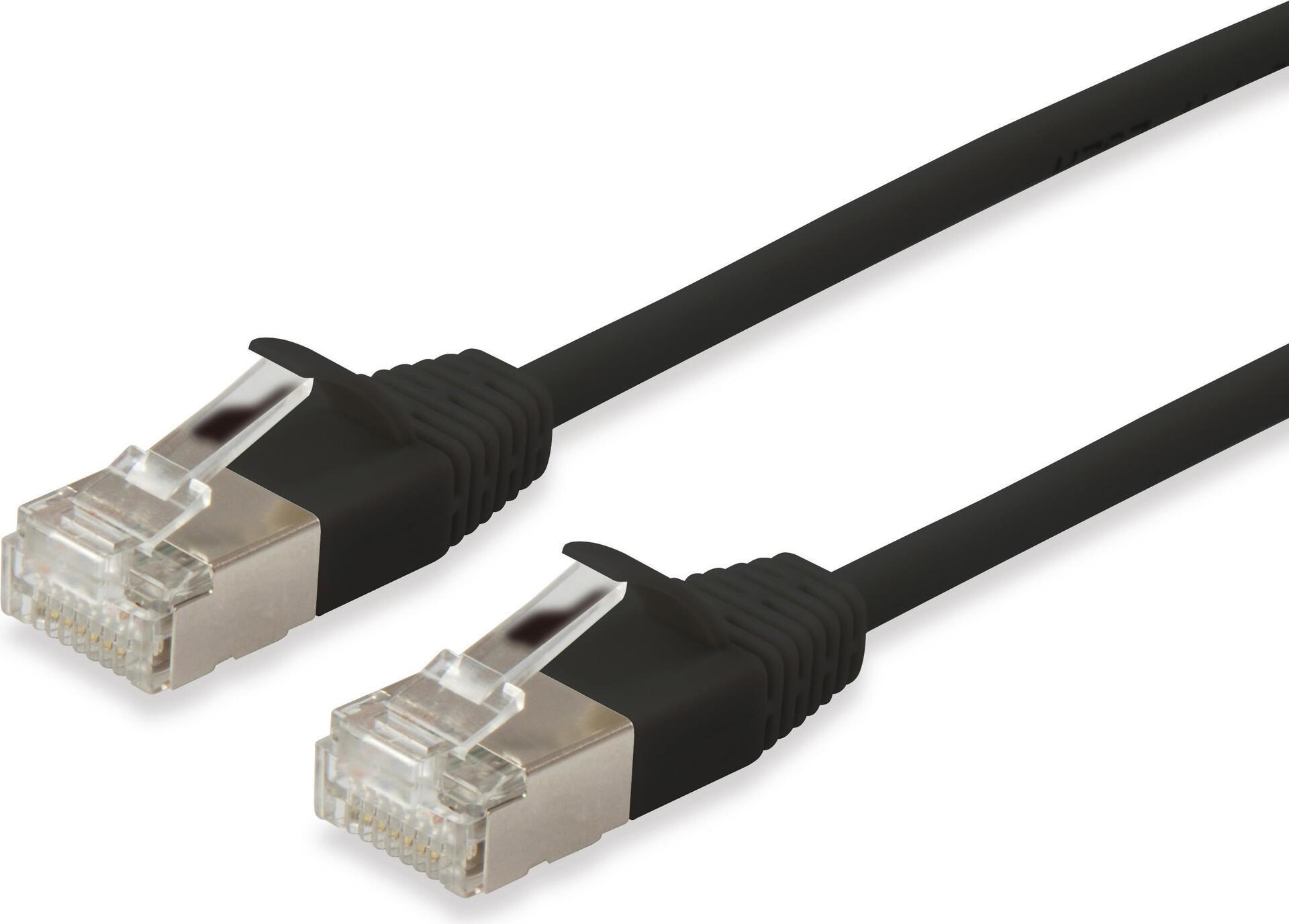 Equipaggiare slim - cavo patch - rj -45 (m) a rj -45 (m) - 25 cm - s/ftp - cat 6a - a forma di gancio - nero