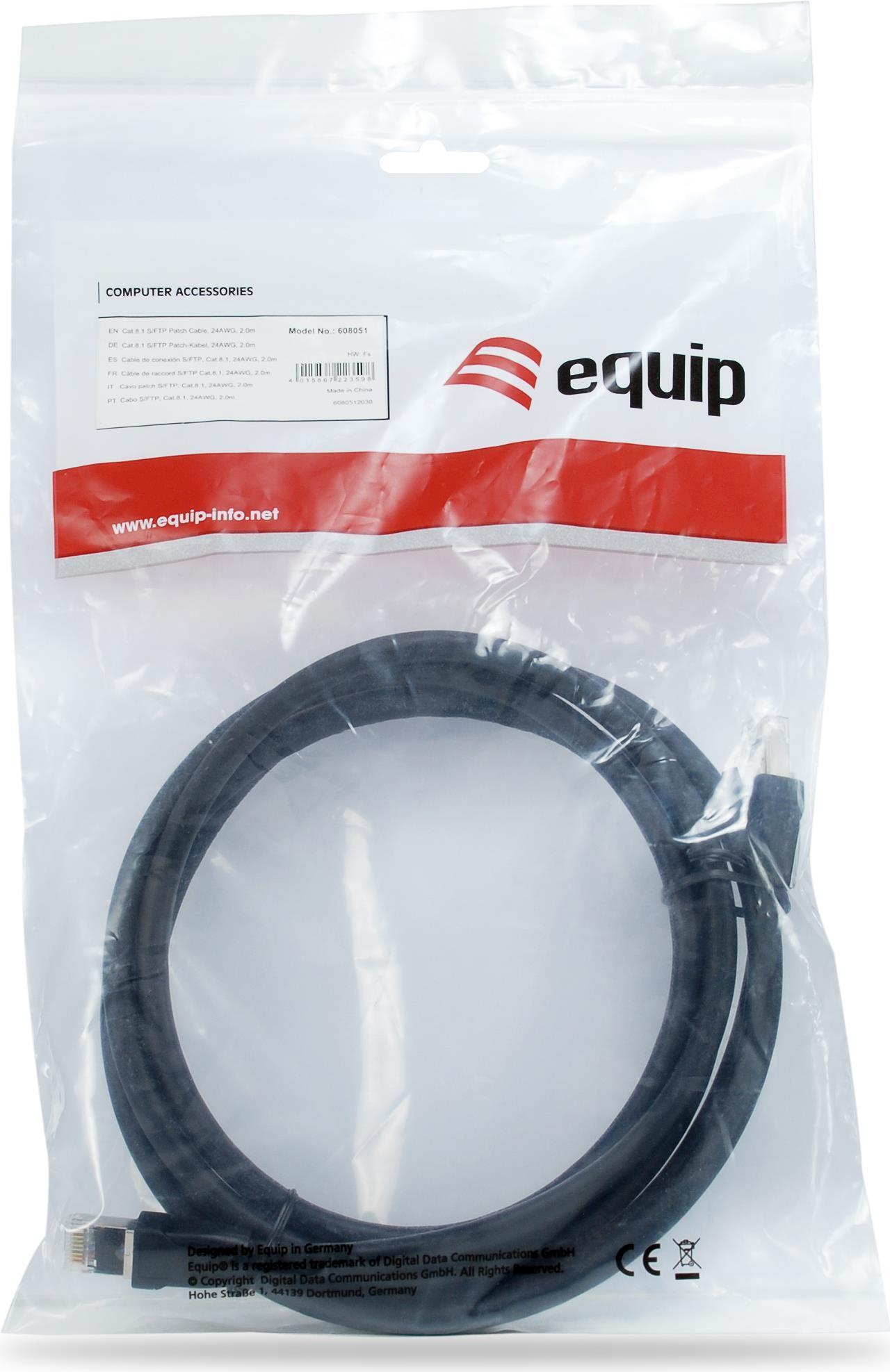 Equip 608051 cavo di rete Nero 2 m Cat8.1 S/FTP [S-STP] (Equip 608051 netv?rkskabel Sort 2 m Ca)