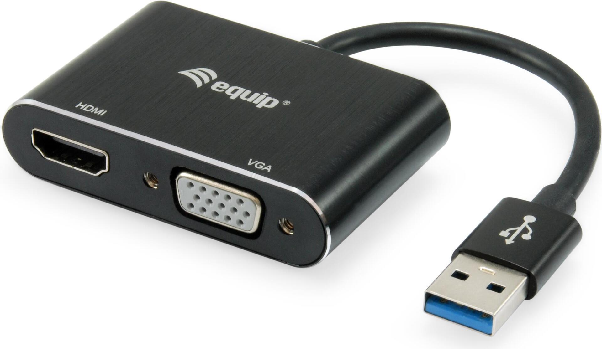Equip 133386 adattatore grafico USB 1920 x 1080 Pixel Nero
