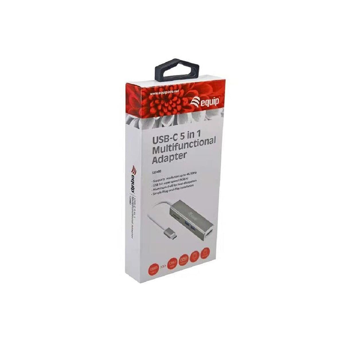 Equip 133480 hub di interfaccia USB 3.2 Gen 1 (3.1 Gen 1) Type-C 5000 Mbit/s Argento