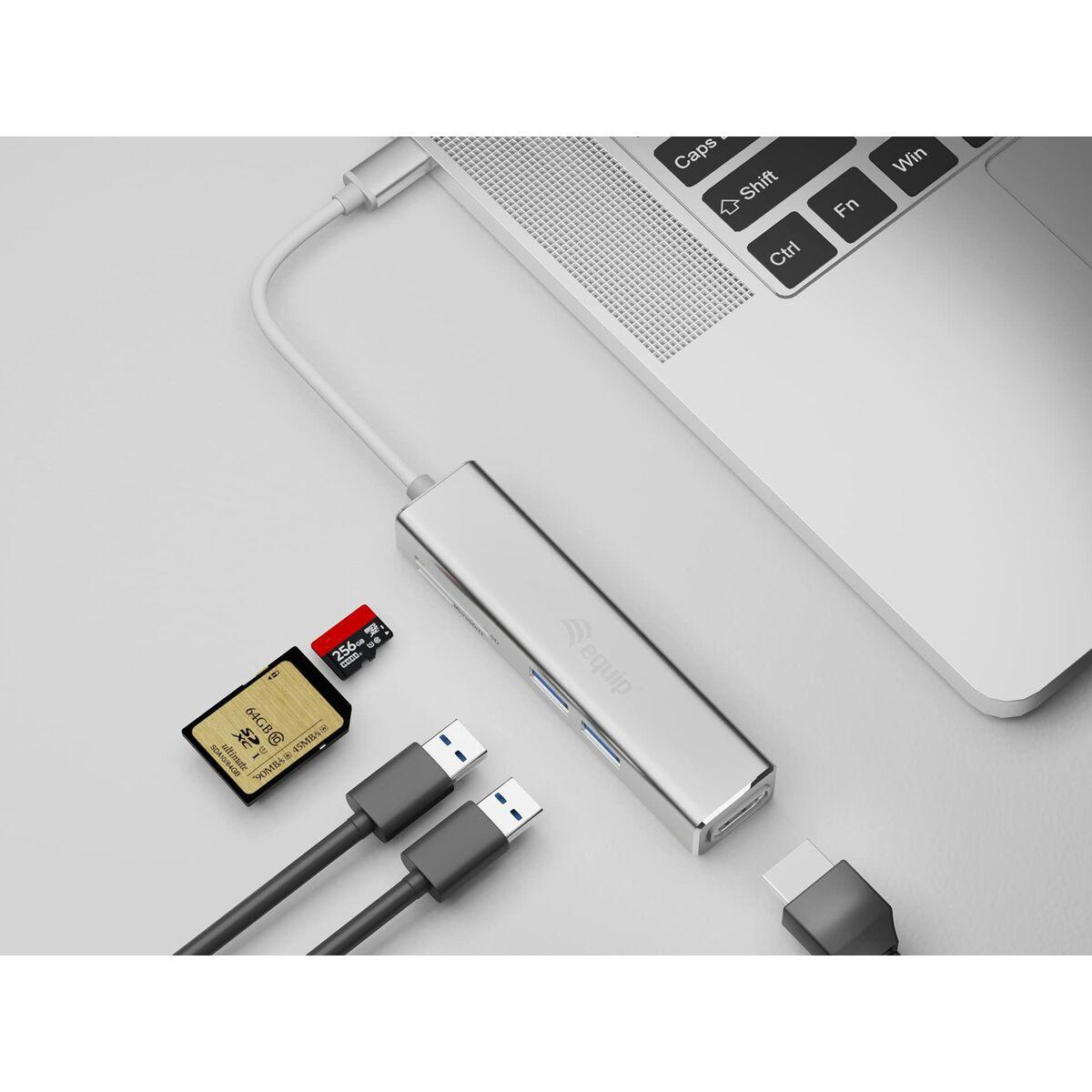 Equip 133480 hub di interfaccia USB 3.2 Gen 1 (3.1 Gen 1) Type-C 5000 Mbit/s Argento