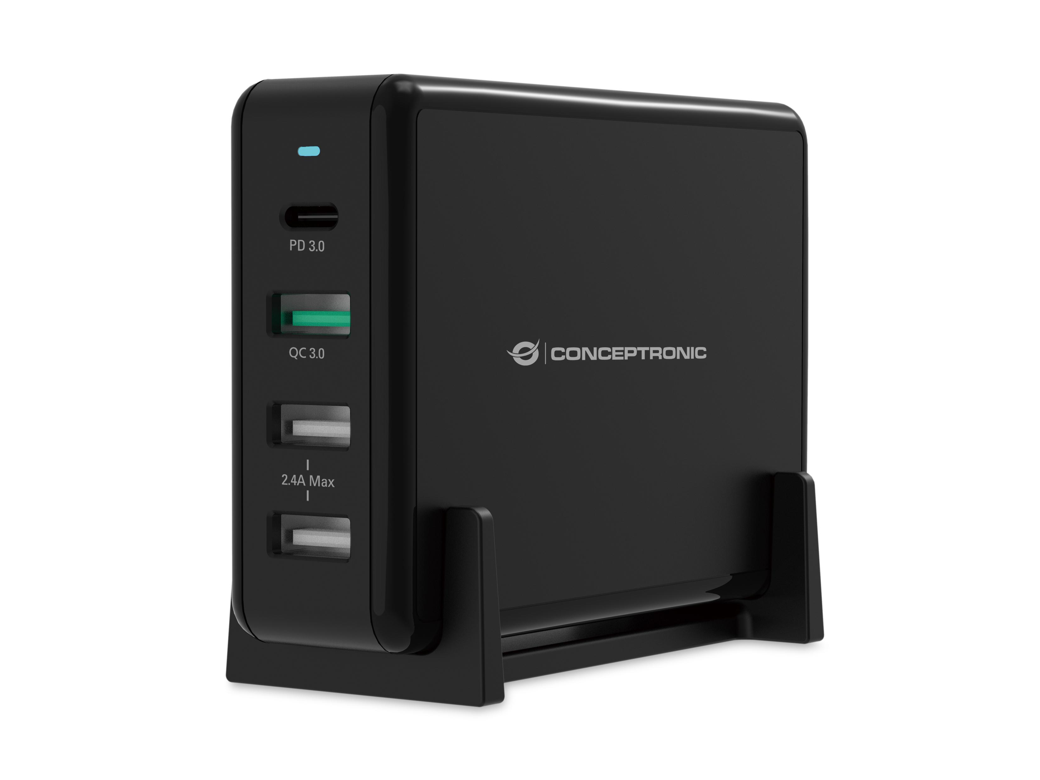 Conceptronic OZUL01B Caricabatterie per dispositivi mobili Universale Nero AC Ricarica rapida Interno