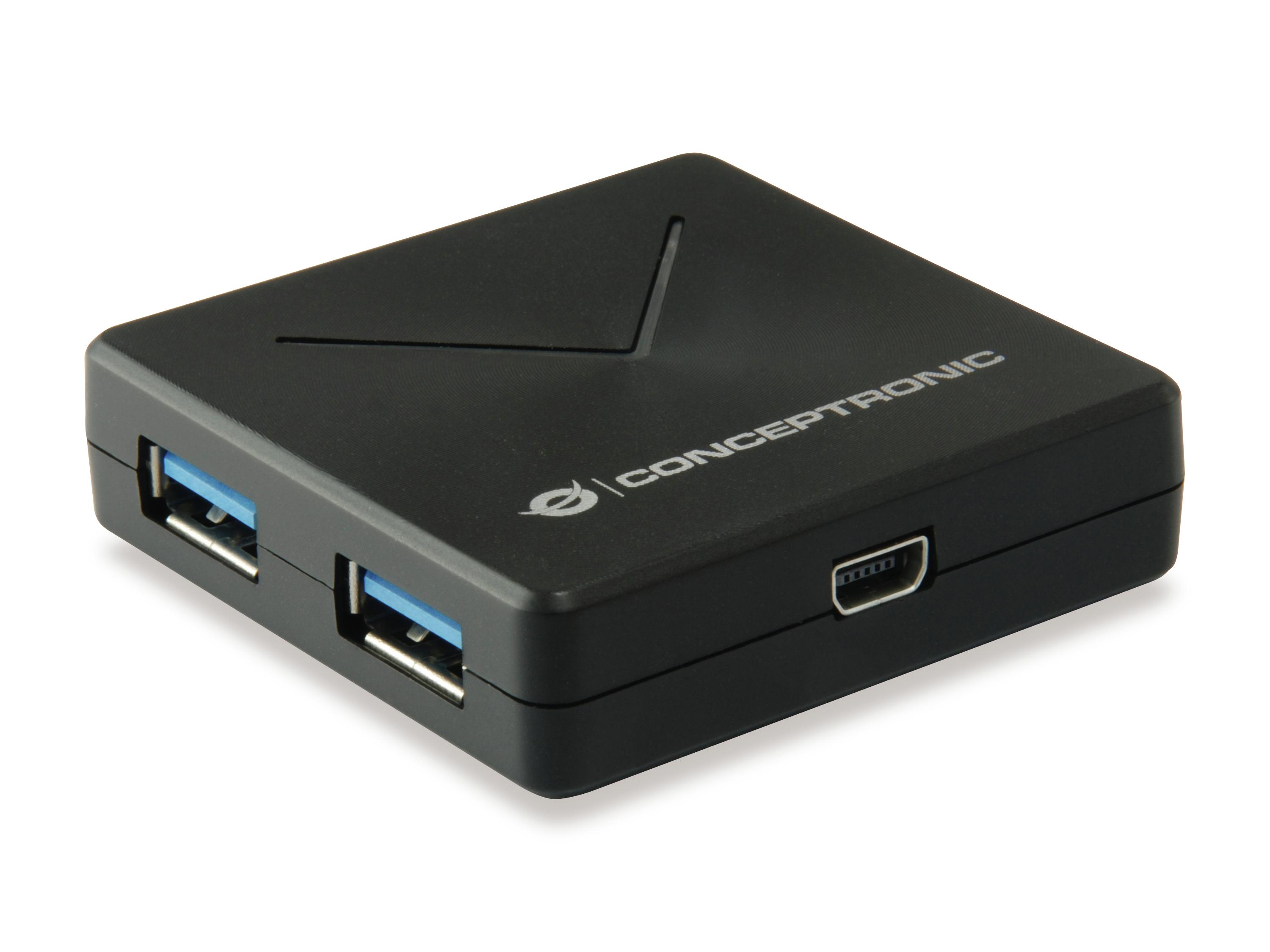 Conceptronic HUBBIES02B hub di interfaccia USB 3.2 Gen 1 (3.1 Gen 1) Mini-B 5000 Mbit/s Nero