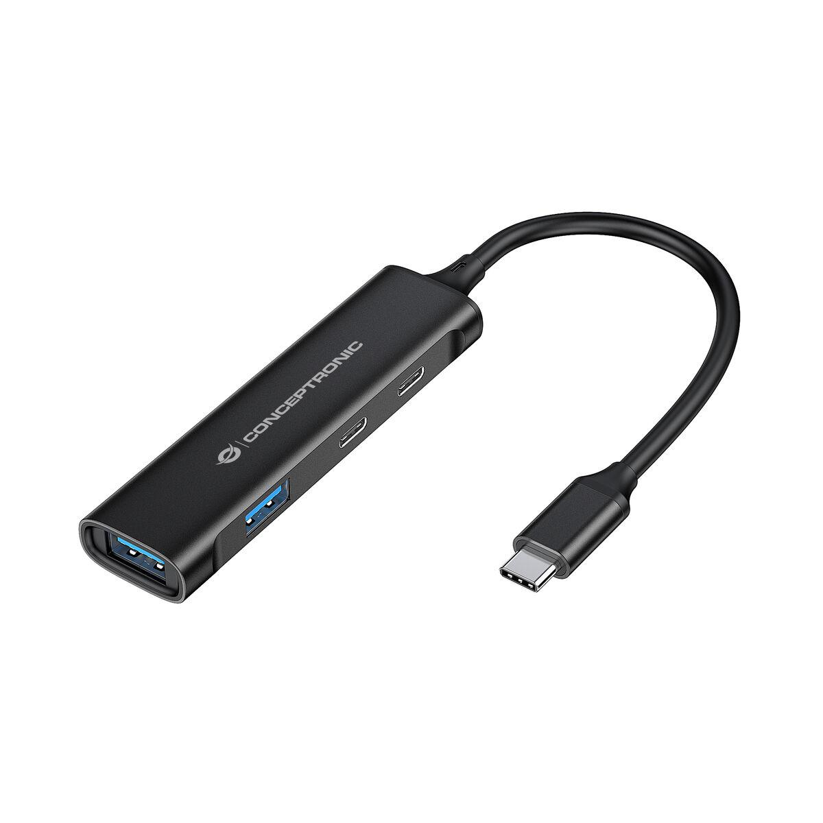 Conceptronic HUBBIES12B hub di interfaccia USB 3.2 Gen 1 3.1 Gen 1 Type-C 5000 Mbit/s Nero (Conceptronic HUBBIES12B HUBBIES 4-P