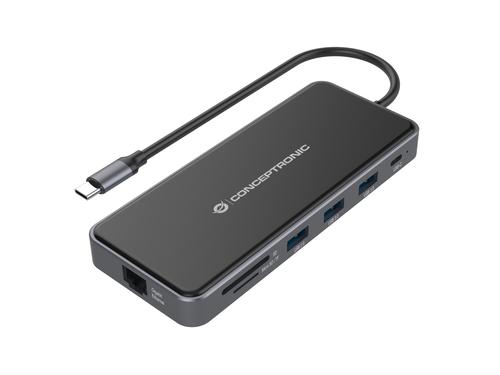Conceptronic DONN15G replicatore di porte e docking station per notebook Cablato USB 3.2 Gen 1 (3.1 Gen 1) Type-C Grigio