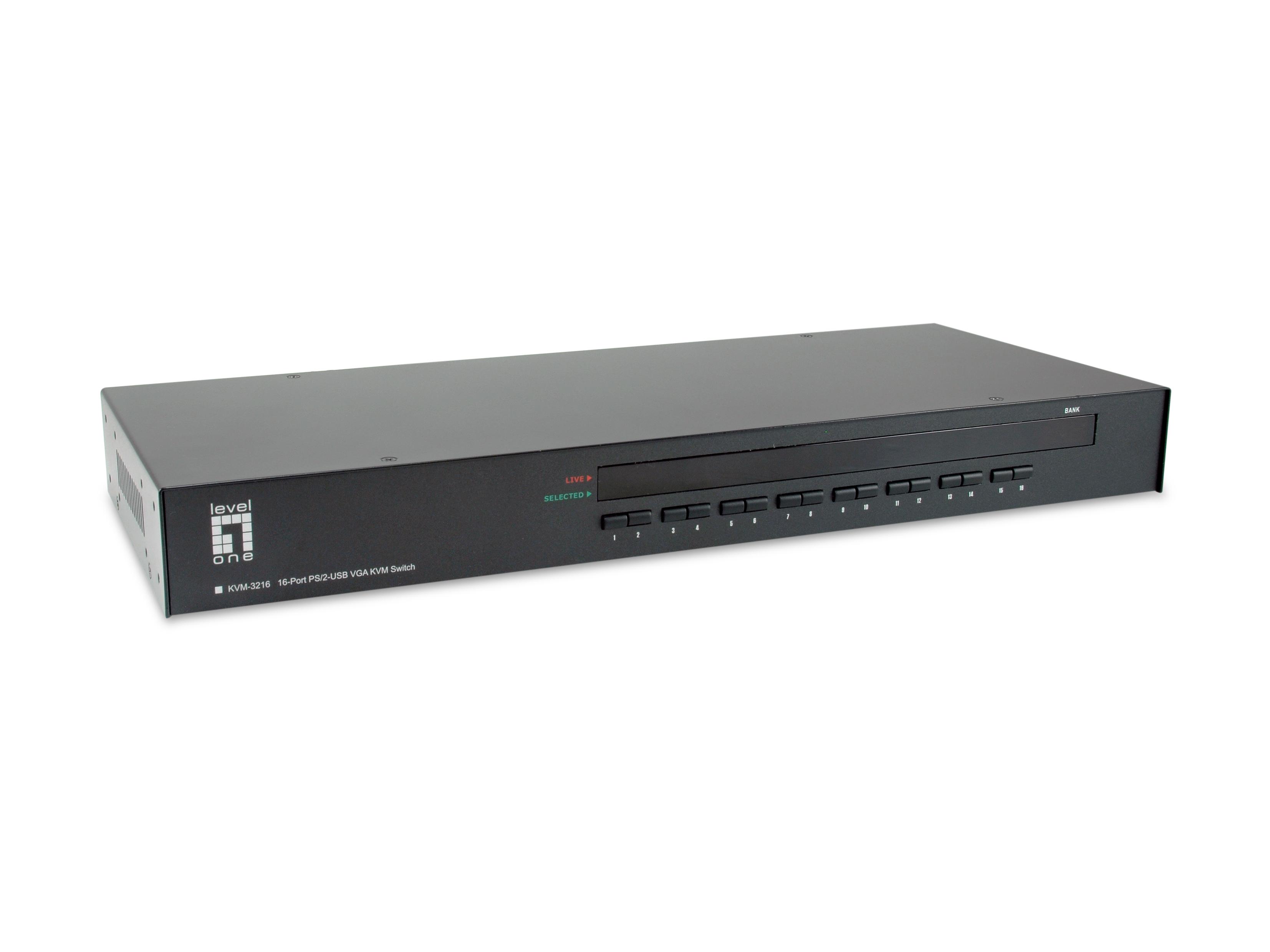 LevelOne KVM-3216 switch per keyboard-video-mouse (kvm) Montaggio rack Nero