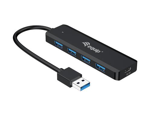 Equip 128959 hub di interfaccia USB 3.2 Gen 1 3.1 Gen 1 Type-A 5000 Mbit/s Nero (4-Port Usb 3.2 Gen 1 Hub With - Usb-C Adapter
