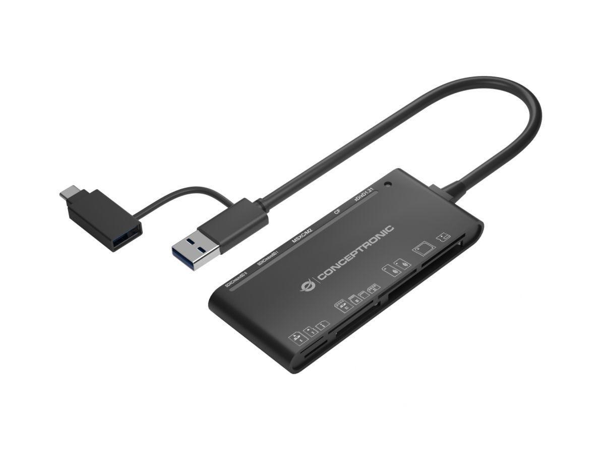 Conceptronic StreamVault BIAN03B lettore di schede USB 3.2 Gen 1 3.1 Gen 1 Type-A Nero (Ult Bian03B Card Reader Usb - 3.2 Gen 1