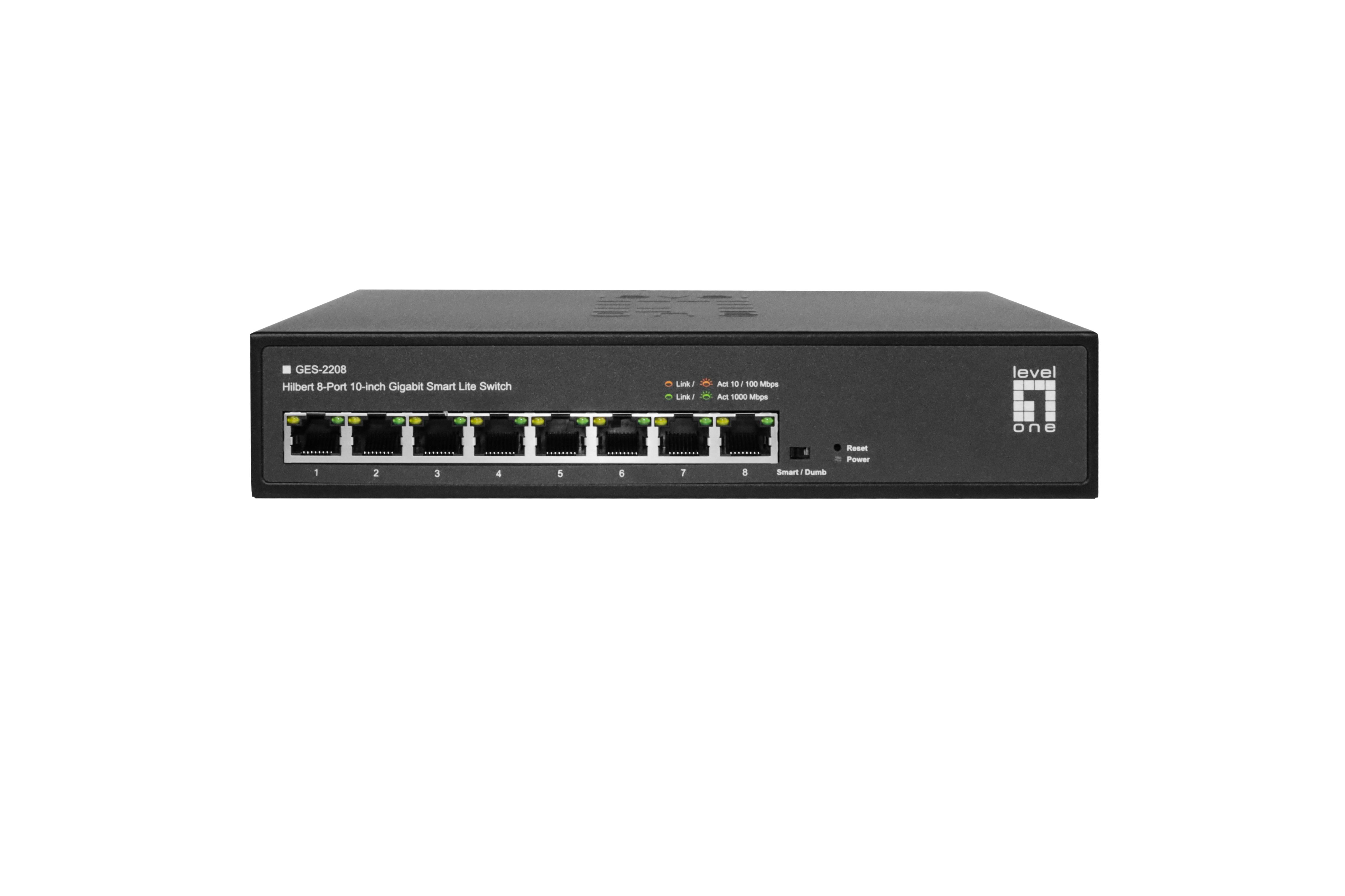 LevelOne GES-2208 switch di rete Gestito L2 Gigabit Ethernet [10/100/1000] Nero (LevelOne Switch 8x GE GES-2208 Hilber)