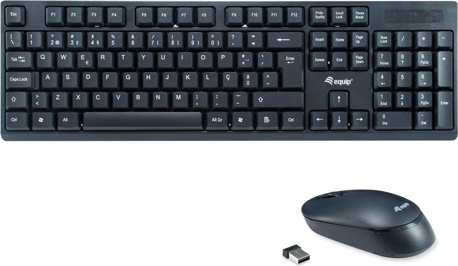 Equip 245222 tastiera Mouse incluso Ufficio RF Wireless QWERTY Portoghese Nero