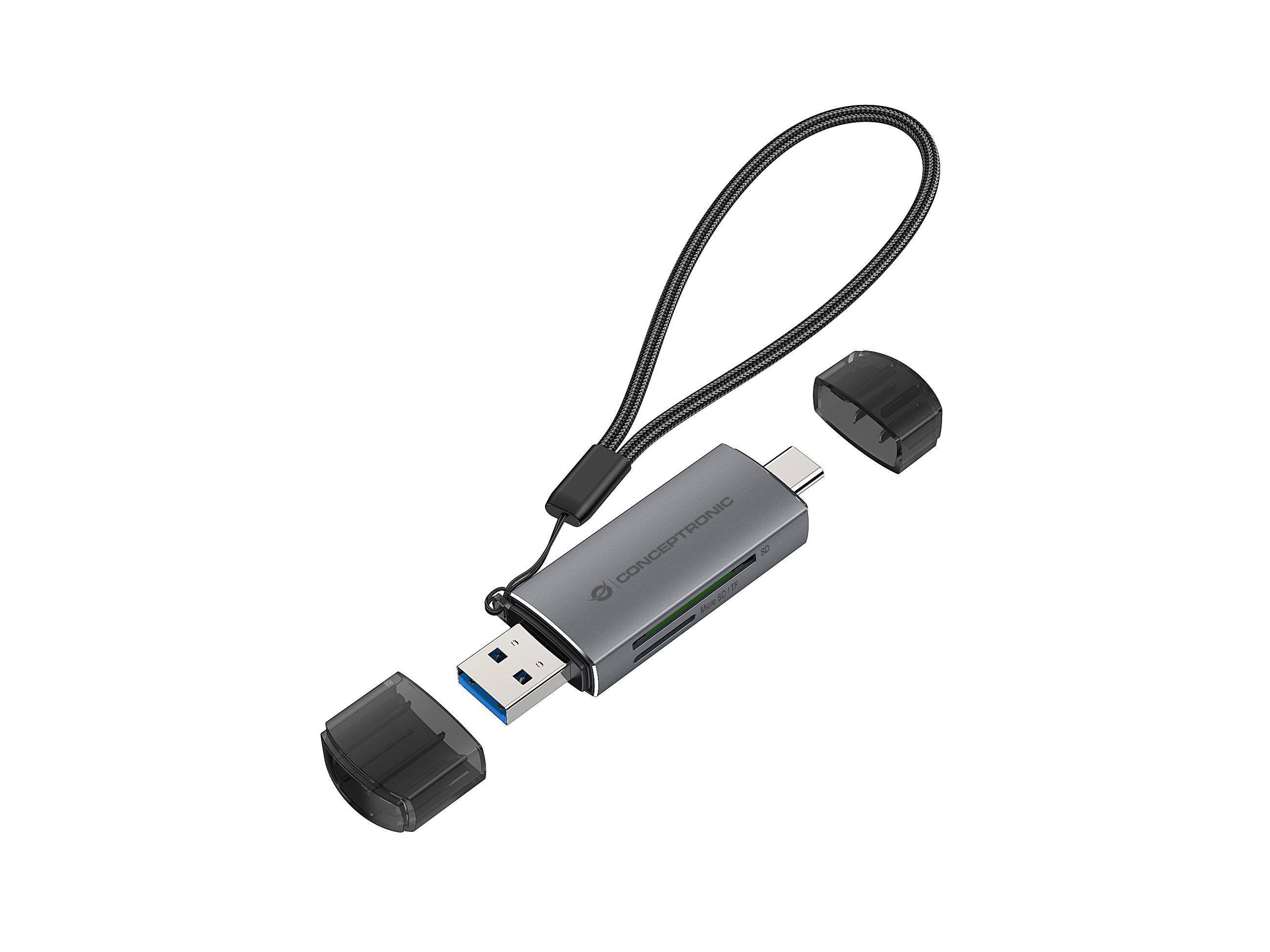 Conceptronic BIAN05G lettore di schede USB 3.2 Gen 1 [3.1 Gen 1] Type-A/Type-C Grigio (CONCEPTRONIC Card Reader USB-C/USB-A -)