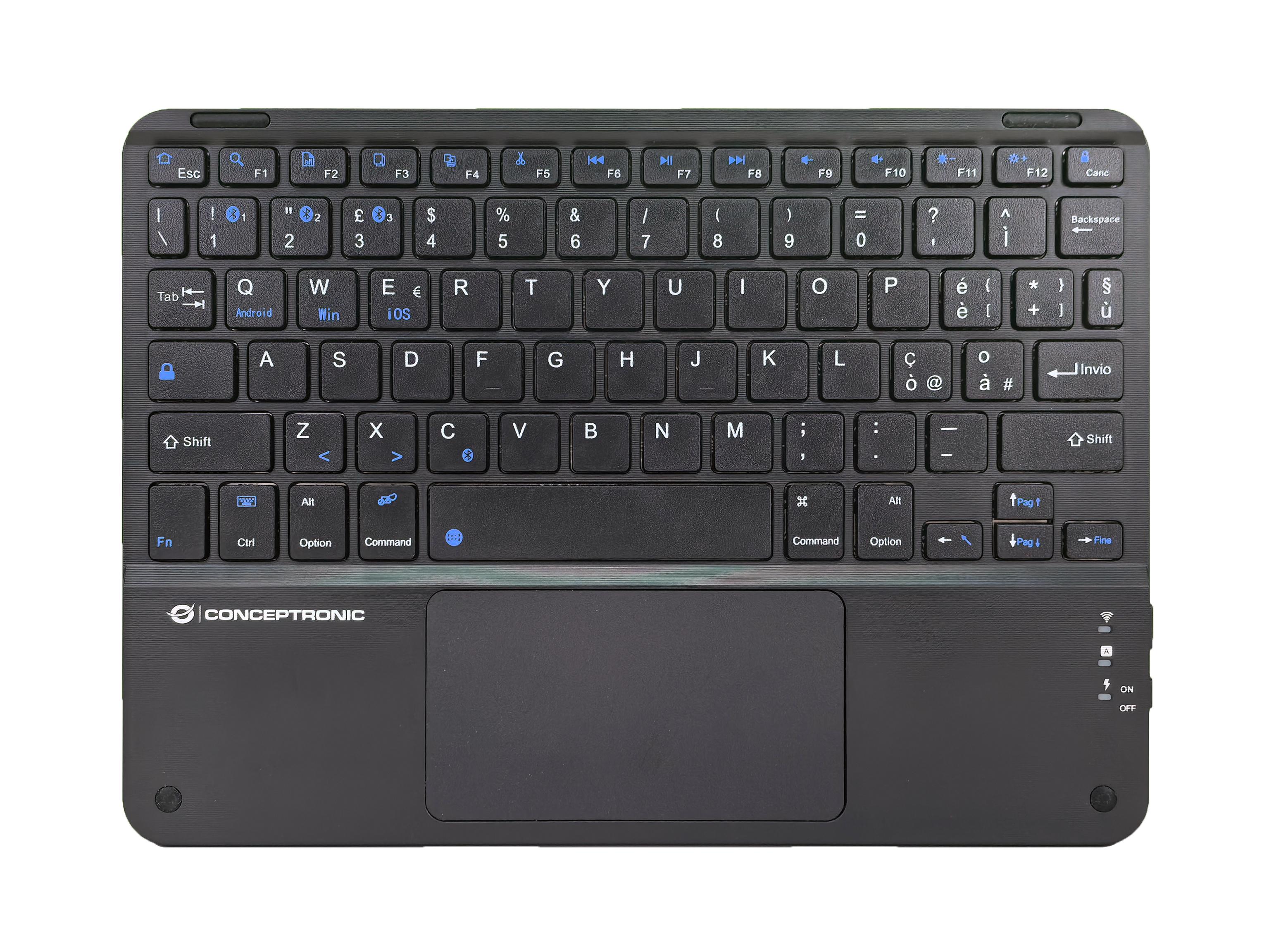 Conceptronic TOBIN01BIT tastiera Universale Bluetooth QWERTY Italiano Nero