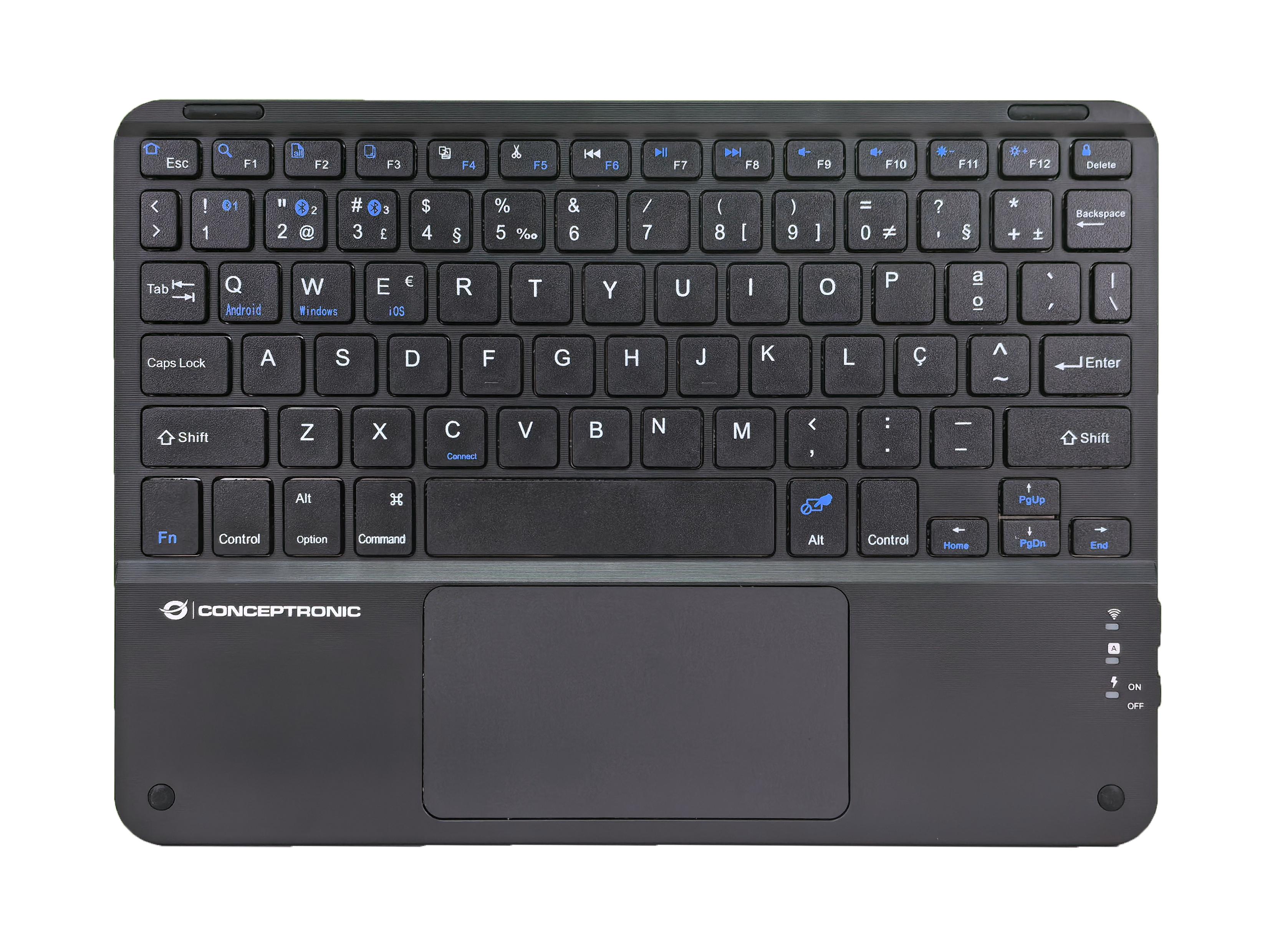 Conceptronic TOBIN01BPT tastiera Universale Bluetooth QWERTY Portoghese Nero