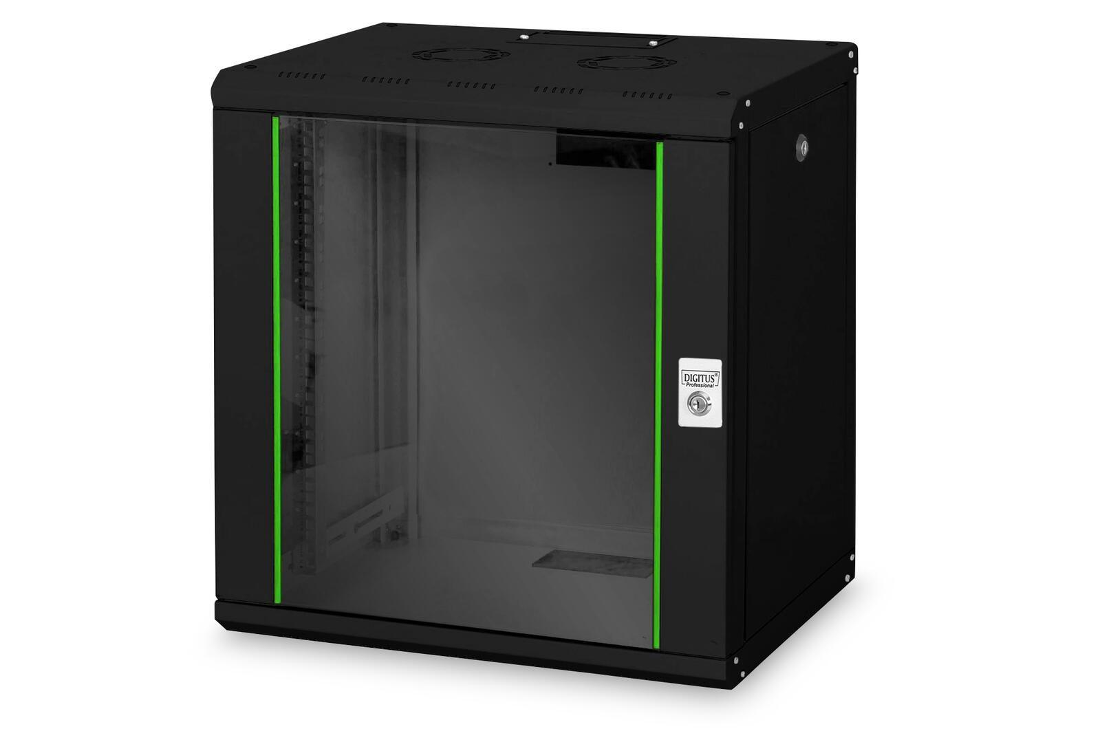 12U wall mounting cabinet - Unique 643x600x450 mm - Black