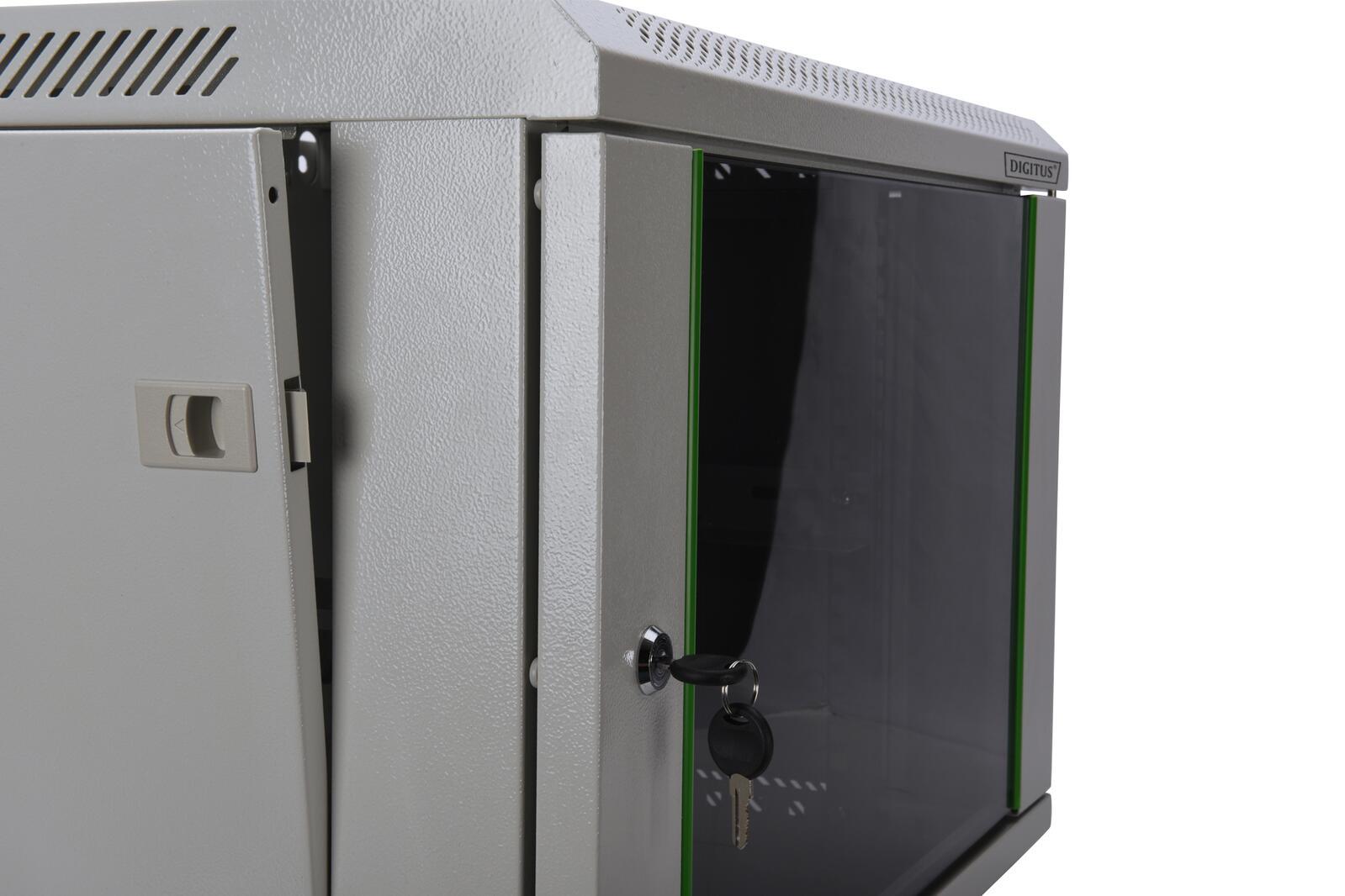 RACK DIGITUS 19" ARMADIO 12 UNITA' DA MURO LINEA SOHO A600xL600xP450mm - COLORE GRIGIO CHIARO- ASSEMBLATO DN1912UEC