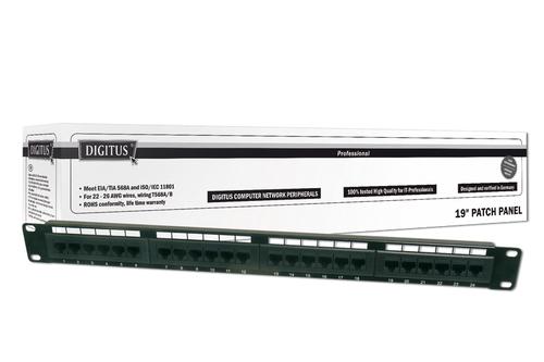 PATCH PANEL 19" DIGITUS NON SCHERMATO UTP 24 PORTE 8 POLI RJ45 PER RETI CATEGORIA 5E - 1 UNITA'