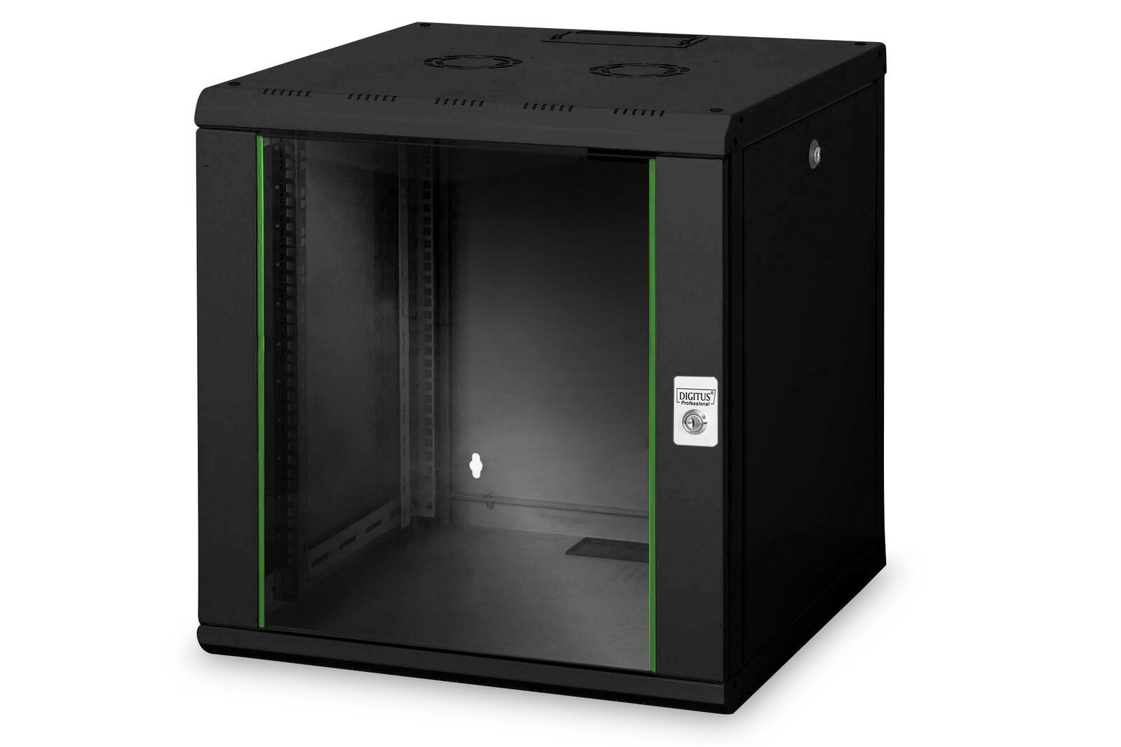RACK DIGITUS 19'' ARMADIO 12 UNITA' DA MURO LINEA SOHO (A)643 X (L)600 X (P)600 MM. COLORE NERO RAL 9005 - DN1912U66B