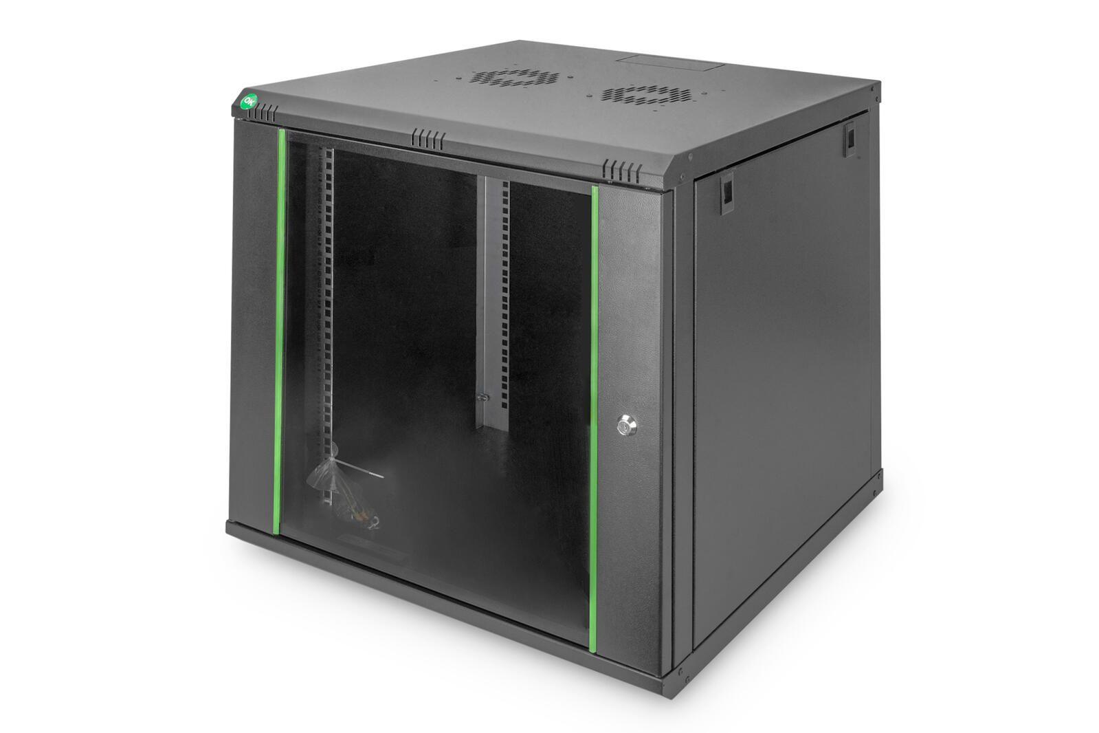 12U wall mounting cabinet 607x600x600 mm - black