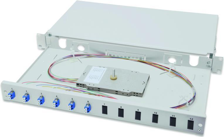 PANNELLO ESTRAIBILE 19" PER FIBRA OTTICA CON 6 CONNETTORI LC OS2 SINGLEMODE
