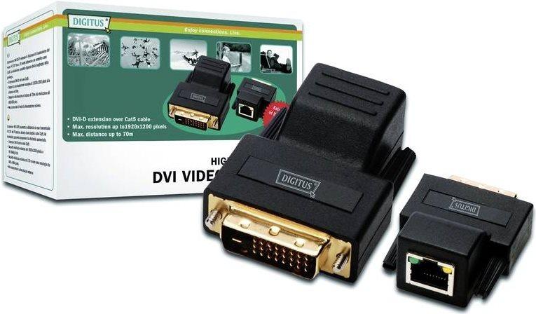 Digitus DVI Extender ber CAT5/CAT6 70m DVI-D Verlngerung ber Cat.5 / Cat.6 Kabel Untersttzt eine max. Auflsung von 1920x1200