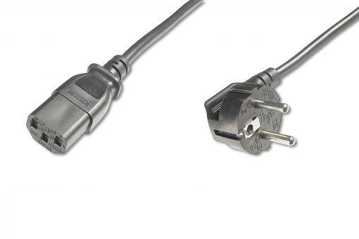 Power Cord - CEE 7/7 (Typ-F) 90 angled - C13 M/F - 1.8m - H05VV-F3G 0.75qmm - Black