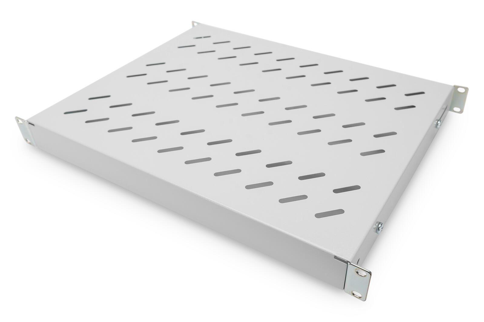 1U fixed shelf for 600 mm depth racks 44x482x350 mm - adjust. 350-550 mm depth - Grey
