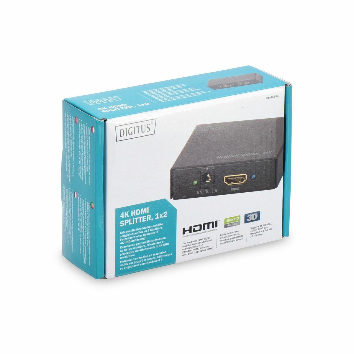 SPLITTER DIGITUS 4K HDMI ULTRA HD PER 2 MONITOR CON 1 DISPOSITIVO