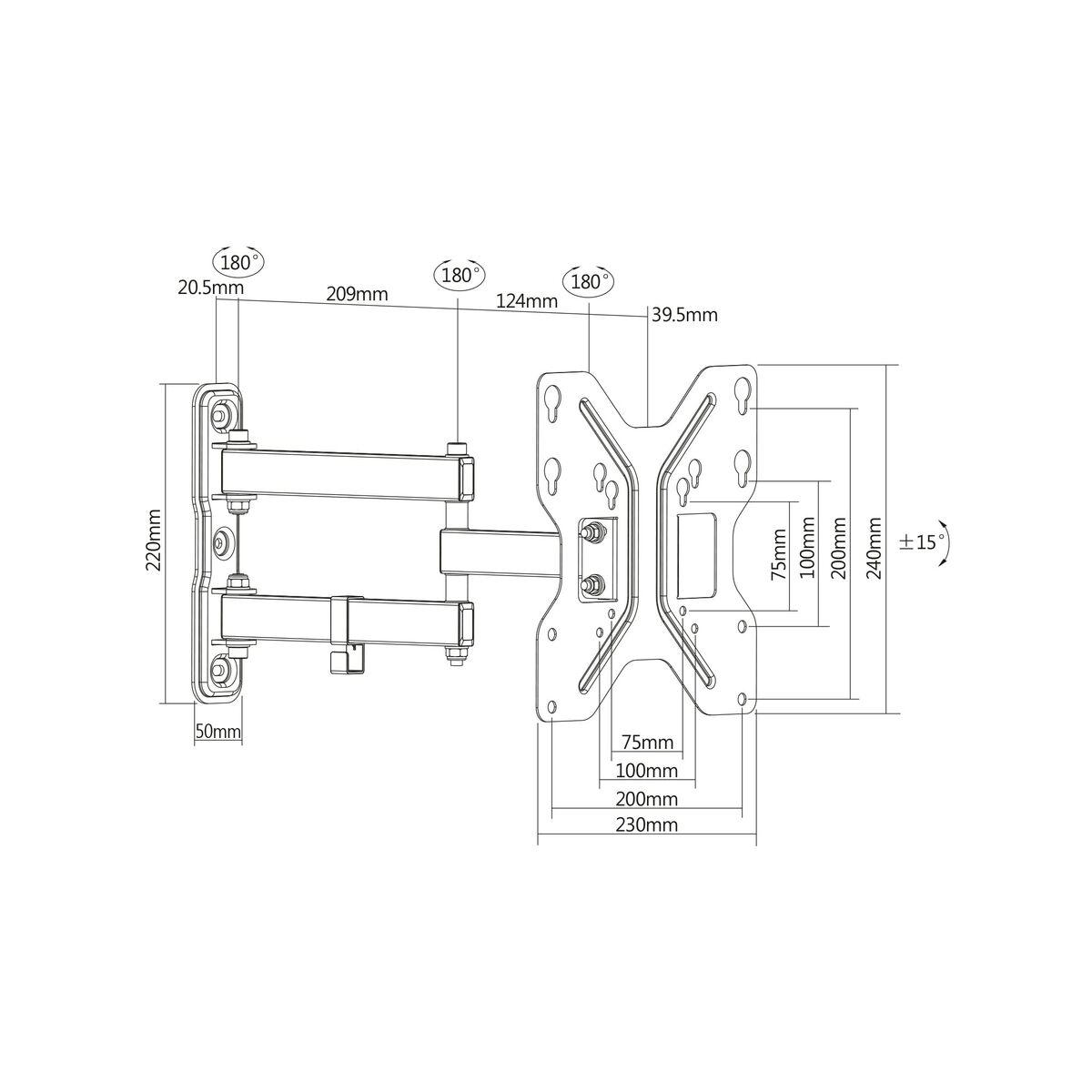 Digitus Supporto a parete universale per schermi LED/LCD (DIGITUS 3D TV/MONITOR MOUNT - UP TO 107CM [42IN])