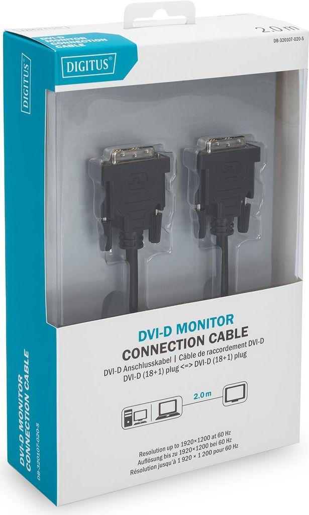 Digito - Cavo DVI - Link singolo - dvi -d (m) a dvi -d (m) - 2 m - a forma di pollice - viti nere