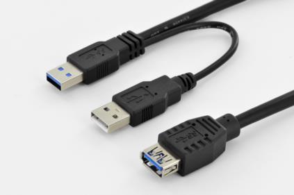 Adattatore a Y USB 3.0 Tipo di cavo 2xA - A M/M/F 0,3 m.